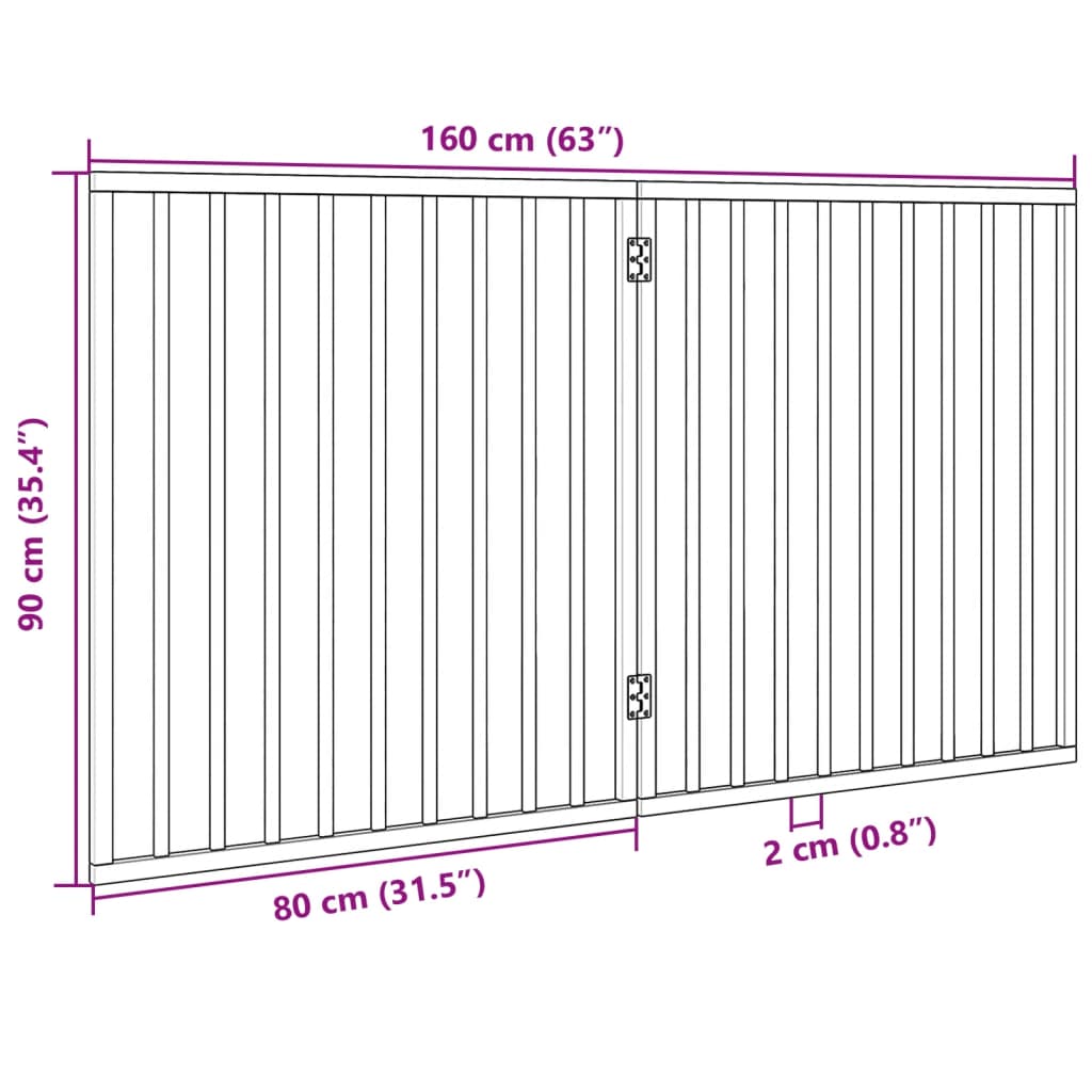 2-tlg. Hundetor Faltbar Schwarz 160 cm Pappelholz