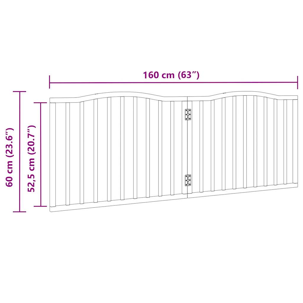 2-tlg. Hundetor Faltbar Schwarz 160 cm Pappelholz