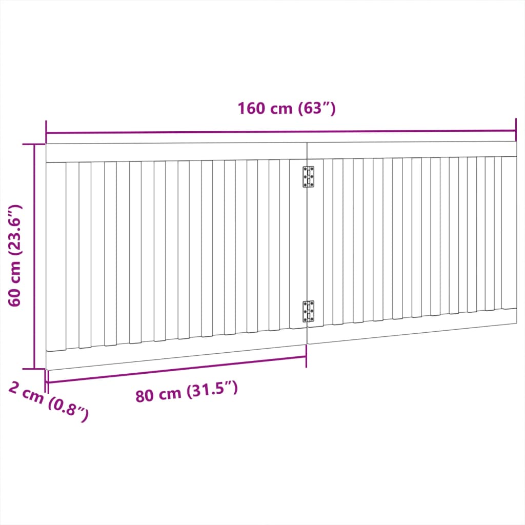 2-tlg. Hundetor Faltbar 160 cm Pappelholz