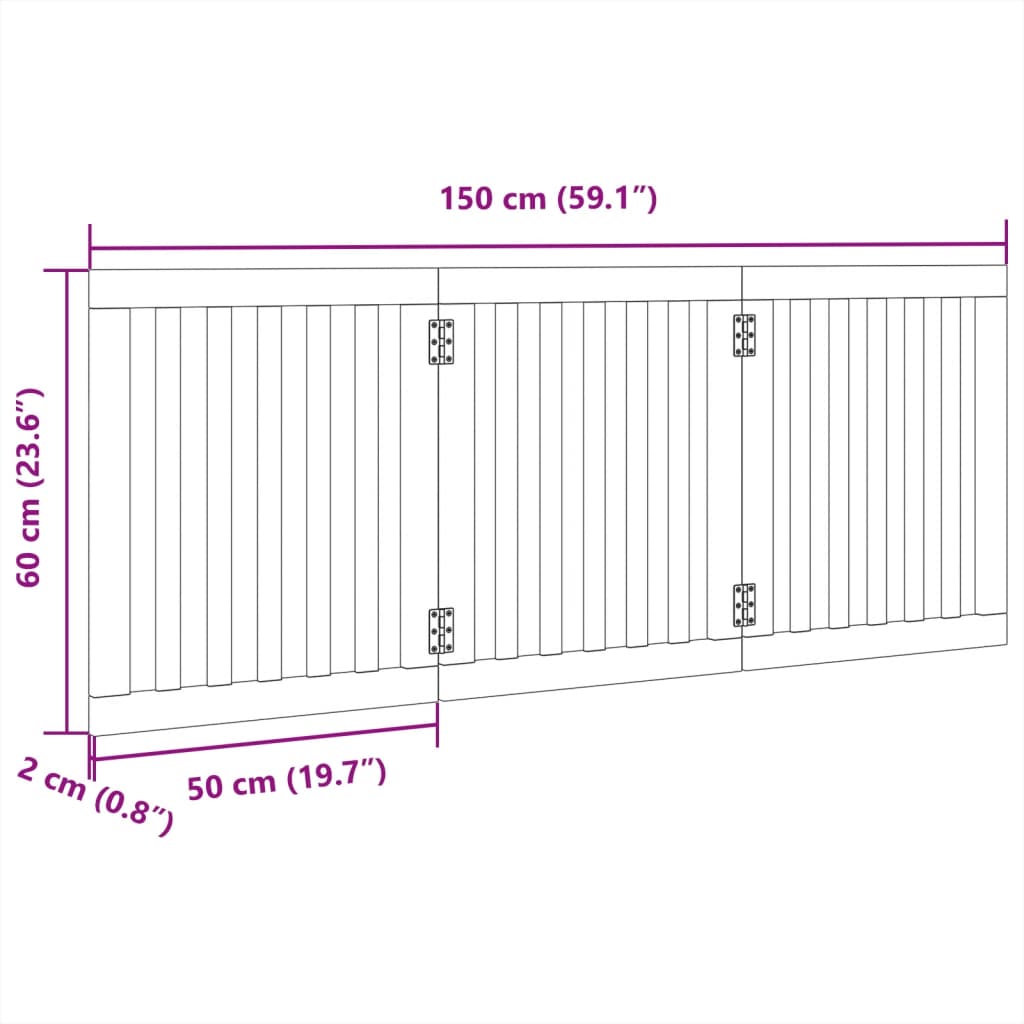 3-tlg. Hundetor Faltbar Weiß 150 cm Pappelholz