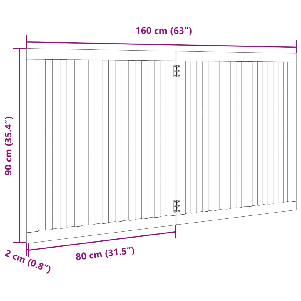 2-tlg. Hundetor Faltbar Weiß 160 cm Pappelholz