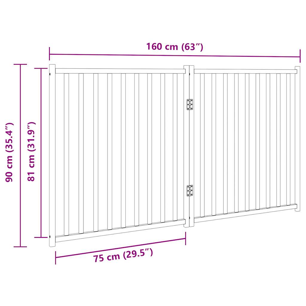 2-tlg. Hundetor Faltbar 160 cm Massivholz Tanne