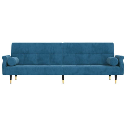 Schlafsofa mit Kissen Blau Samt