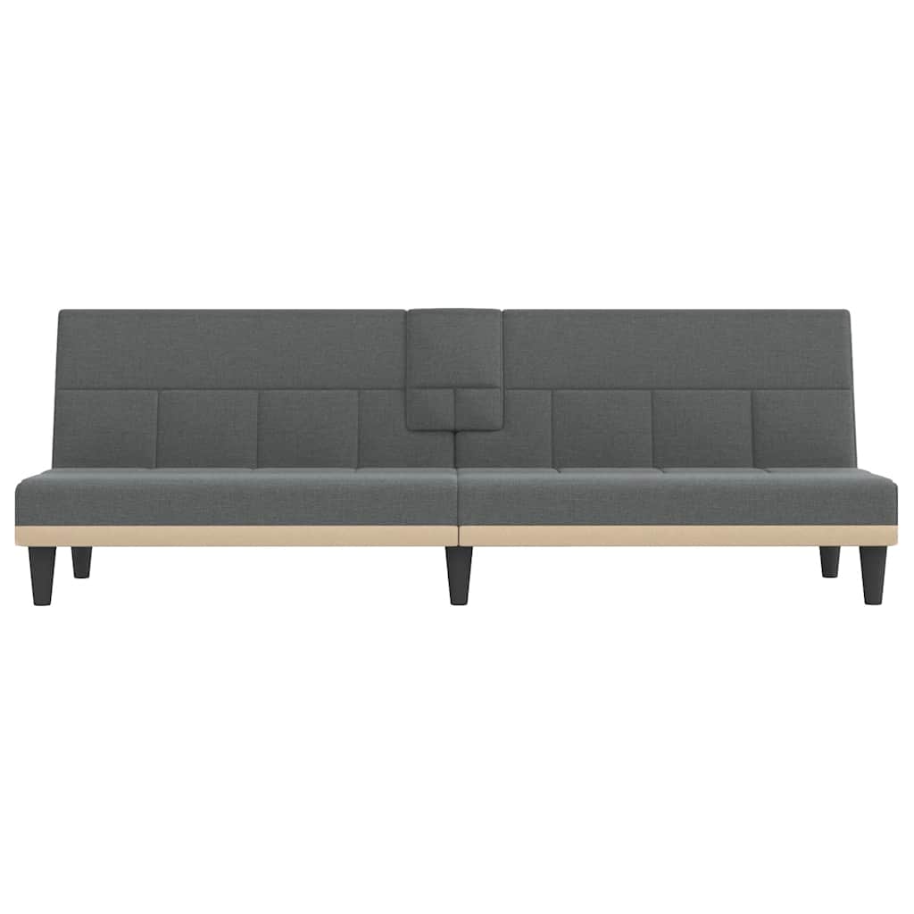 Schlafsofa mit Getränkehaltern Dunkelgrau Stoff