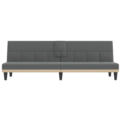 Schlafsofa mit Getränkehaltern Dunkelgrau Stoff