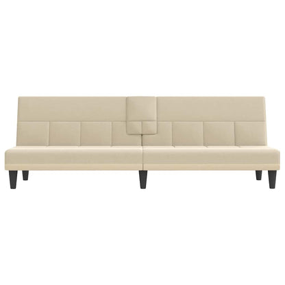 Schlafsofa mit Getränkehaltern Creme Stoff