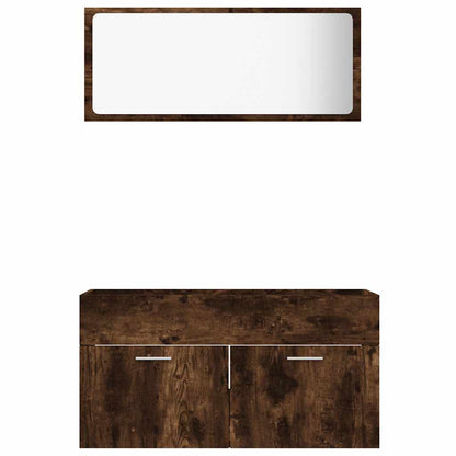 2-tlg. Badmöbel-Set Räuchereiche Holzwerkstoff