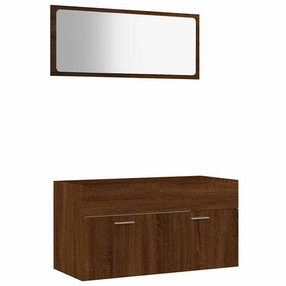 2-tlg. Badmöbel-Set Braun Eichen-Optik Holzwerkstoff