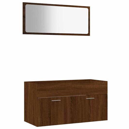 2-tlg. Badmöbel-Set Braun Eichen-Optik Holzwerkstoff