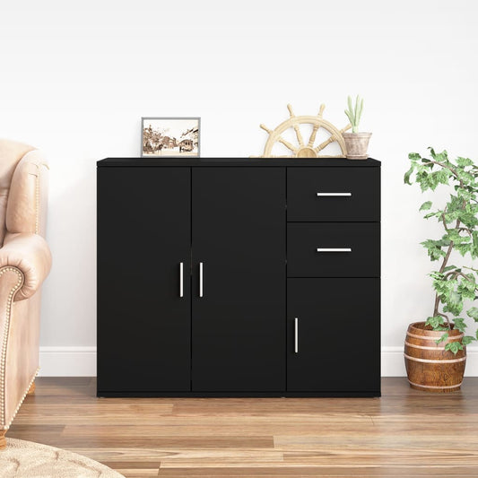 Sideboard Schwarz 91x29,5x75 cm Holzwerkstoff