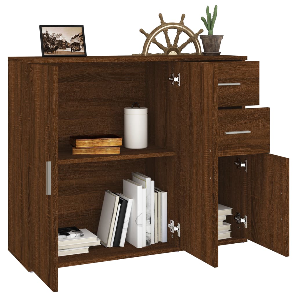 Sideboard Braun Eichen-Optik 91x29,5x75 cm Holzwerkstoff