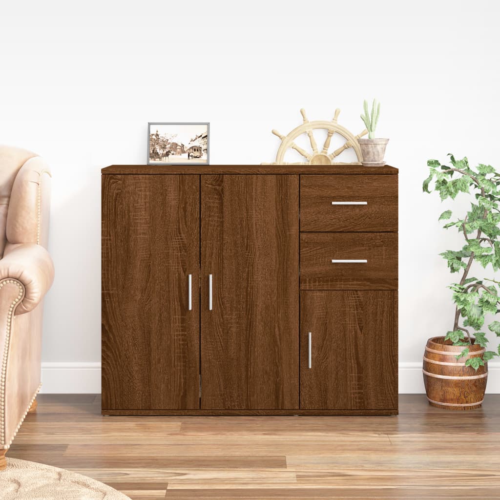 Sideboard Braun Eichen-Optik 91x29,5x75 cm Holzwerkstoff