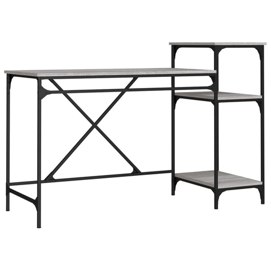 Schreibtisch mit Regal Grau Sonoma 135x50x90 cm Holzwerkstoff