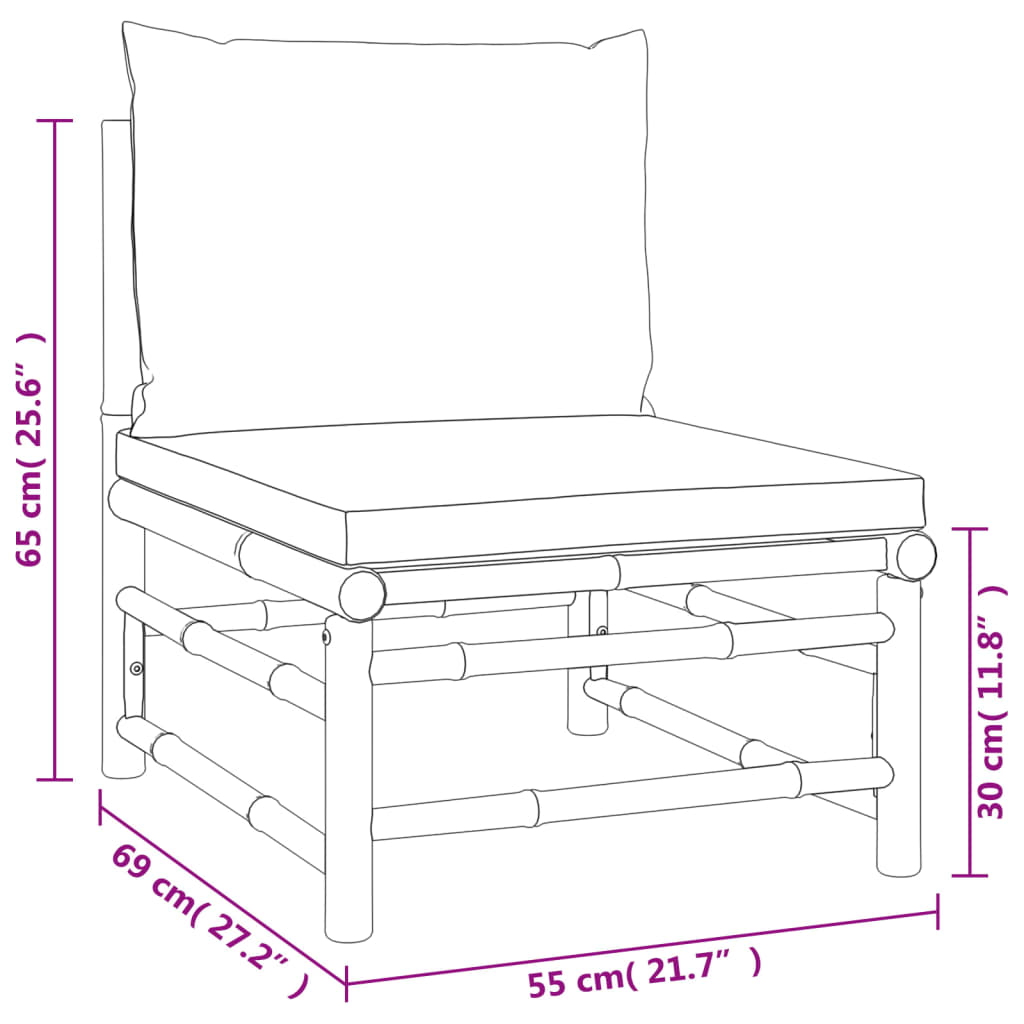 6-tlg. Garten-Lounge-Set mit Grünen Kissen Bambus