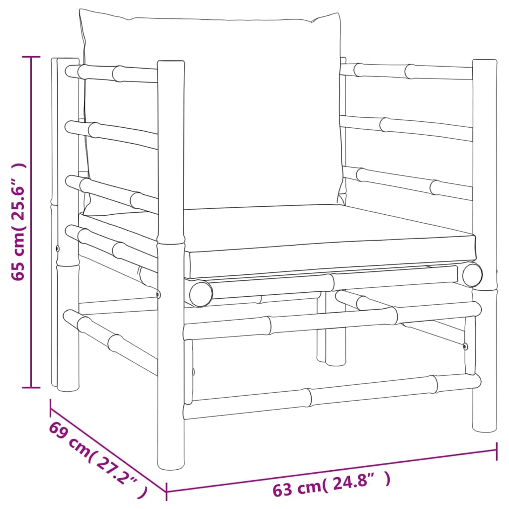 7-tlg. Garten-Lounge-Set mit Grünen Kissen Bambus