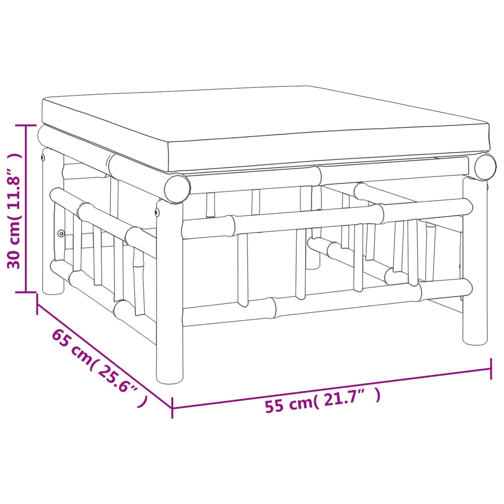 5-tlg. Garten-Lounge-Set mit Cremeweißen Kissen Bambus