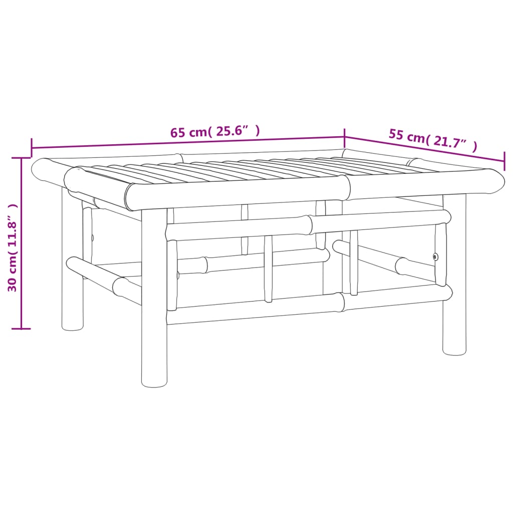 6-tlg. Garten-Lounge-Set mit Cremeweißen Kissen Bambus