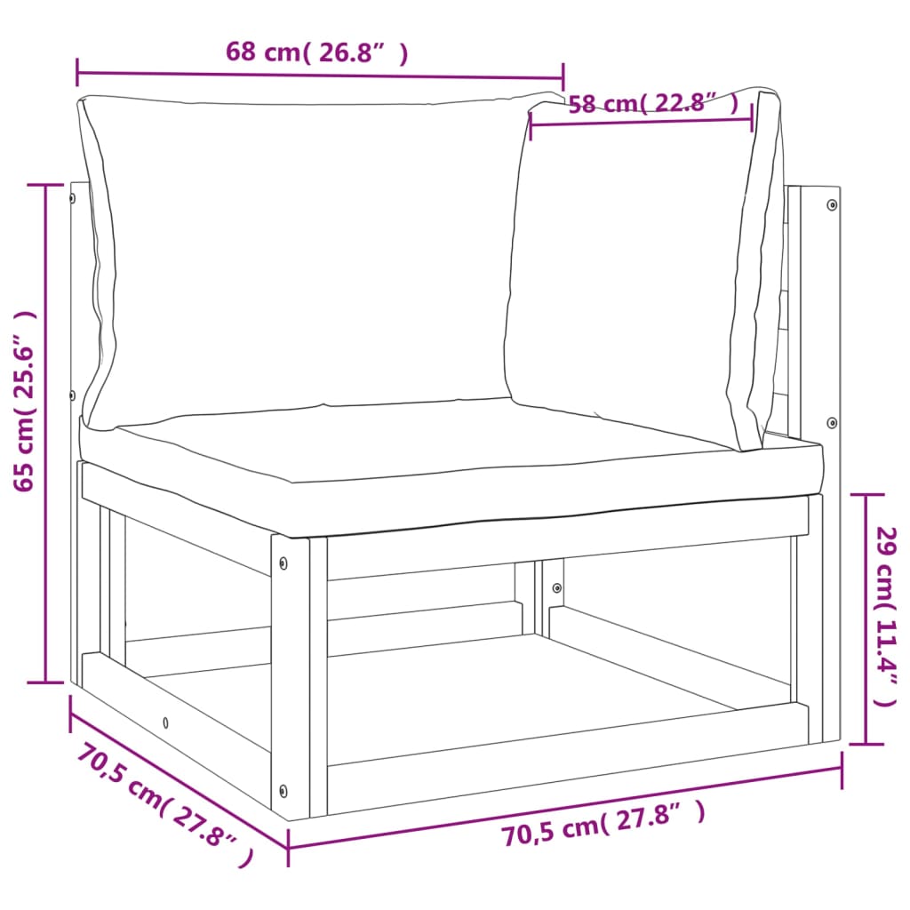 5-tlg. Garten-Lounge-Set mit Taupe Kissen Massivholz