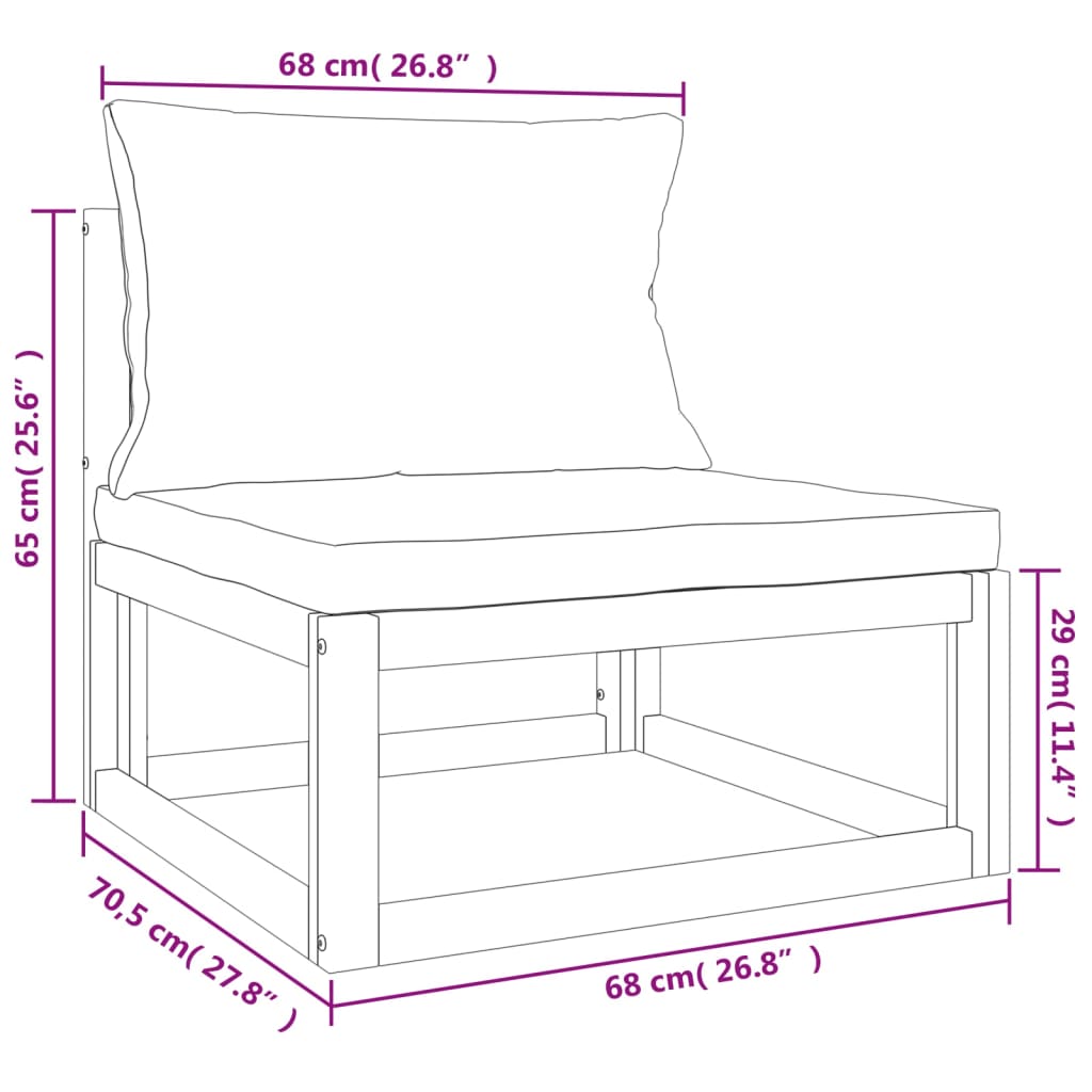 4-tlg. Garten-Lounge-Set mit Taupe Kissen Massivholz