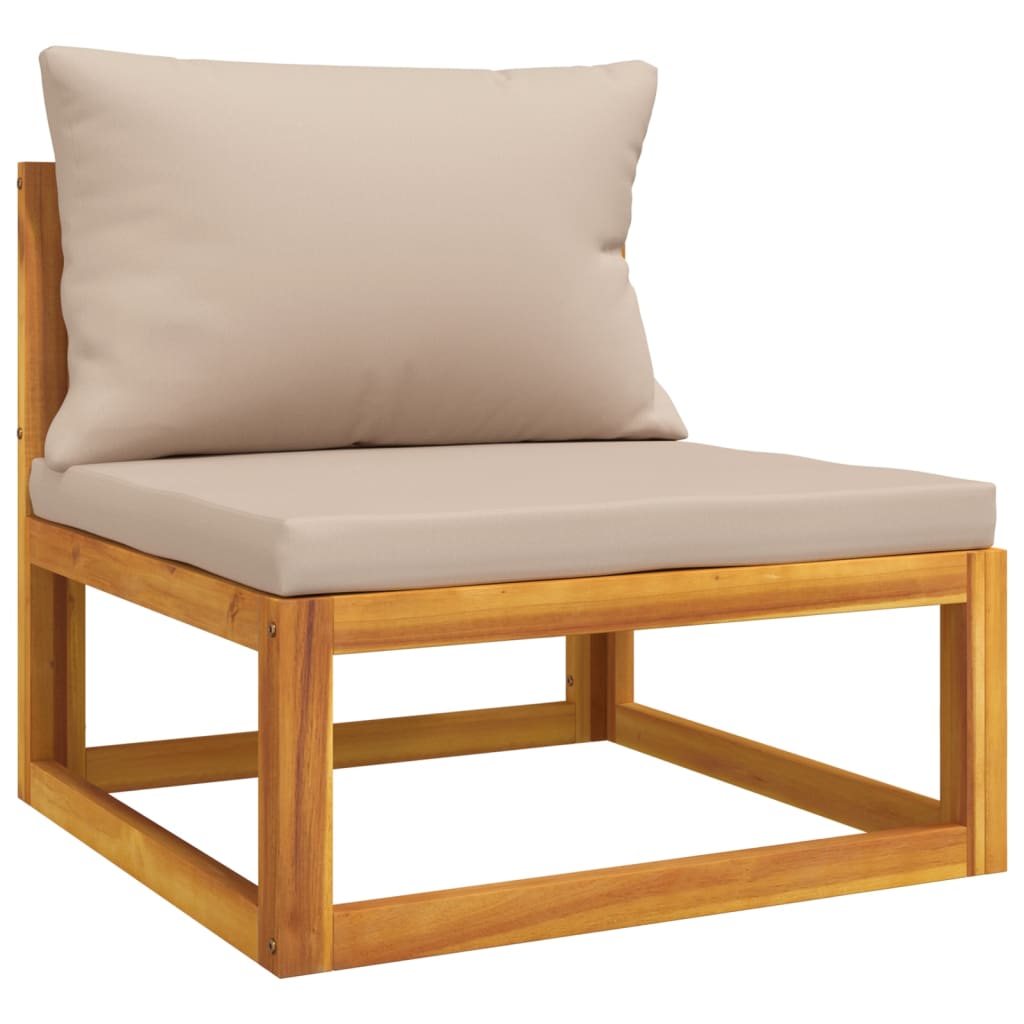 12-tlg. Garten-Lounge-Set mit Taupe Kissen Massivholz