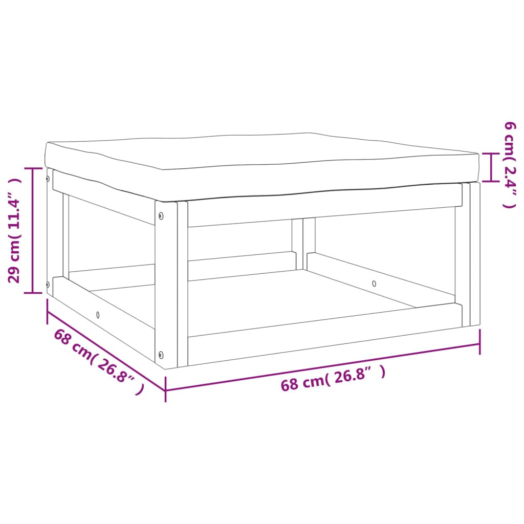 11-tlg. Garten-Lounge-Set mit Hellgrauen Kissen Massivholz