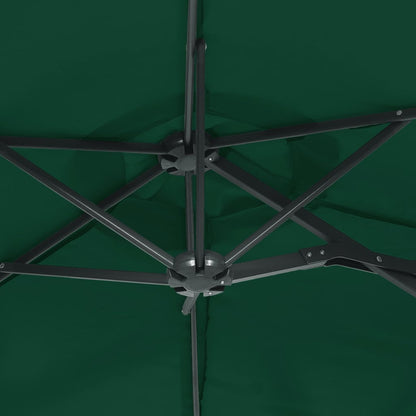 Doppel-Sonnenschirm mit LED-Leuchten Grün 316x145 cm