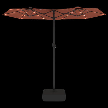 Doppel-Sonnenschirm mit LED-Leuchten Terrakottarot 316x145 cm