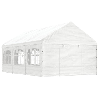Pavillon mit Dach Weiß 6,69 x 4,08 x 3,22 m Polyethylen