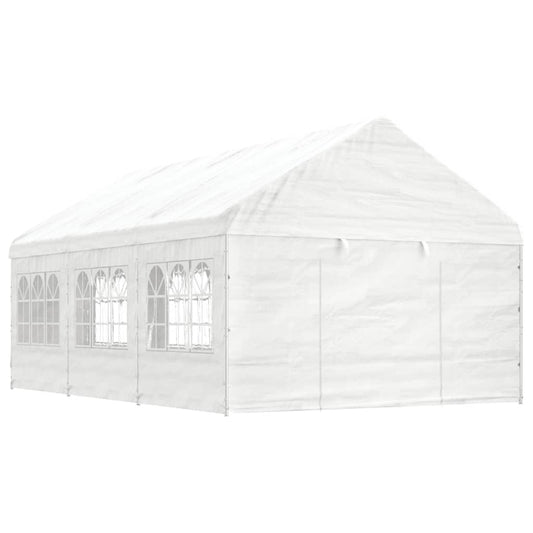 Pavillon mit Dach Weiß 6,69 x 4,08 x 3,22 m Polyethylen