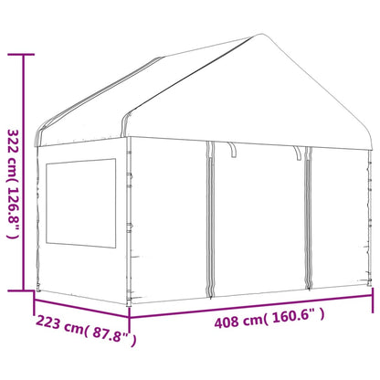Pavillon mit Dach Weiß 6,69 x 4,08 x 3,22 m Polyethylen