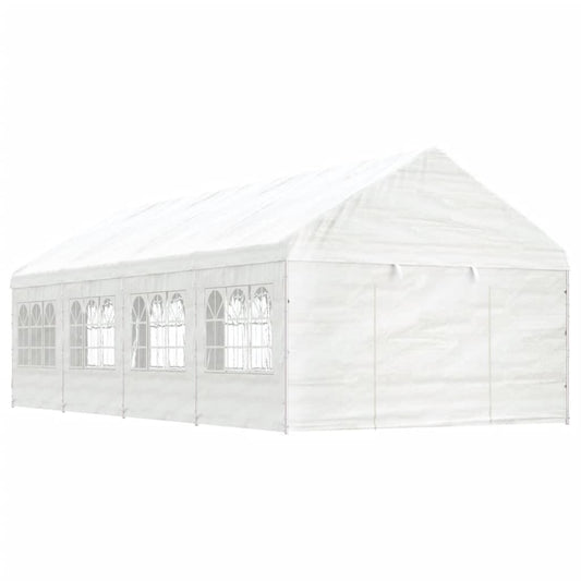Pavillon mit Dach Weiß 8,92x4,08x3,22 m Polyethylen