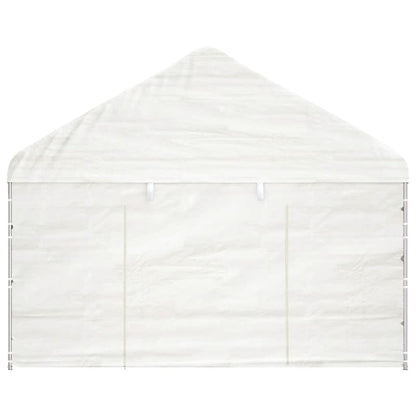 Pavillon mit Dach Weiß 8,92x4,08x3,22 m Polyethylen