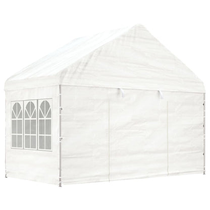 Pavillon mit Dach Weiß 13,38x4,08x3,22 m Polyethylen