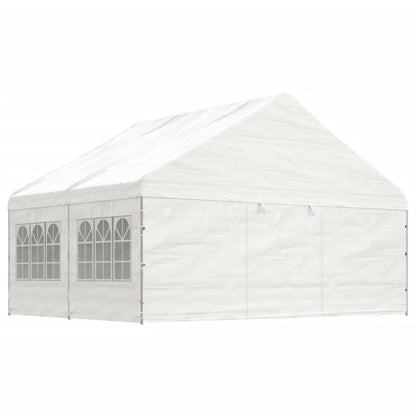 Pavillon mit Dach Weiß 4,46x5,88x3,75 m Polyethylen