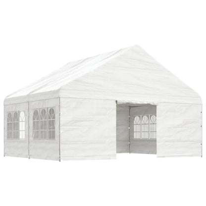 Pavillon mit Dach Weiß 4,46x5,88x3,75 m Polyethylen