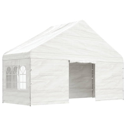 Pavillon mit Dach Weiß 4,46x5,88x3,75 m Polyethylen