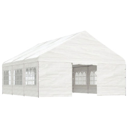 Pavillon mit Dach Weiß 6,69x5,88x3,75 m Polyethylen