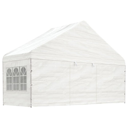 Pavillon mit Dach Weiß 13,38x5,88x3,75 m Polyethylen