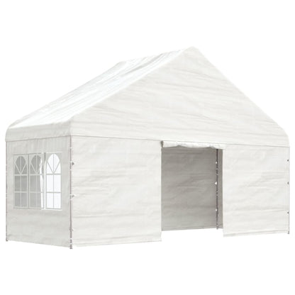 Pavillon mit Dach Weiß 13,38x5,88x3,75 m Polyethylen