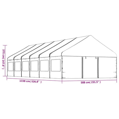 Pavillon mit Dach Weiß 13,38x5,88x3,75 m Polyethylen