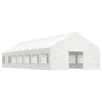 Pavillon mit Dach Weiß 15,61x5,88x3,75 m Polyethylen