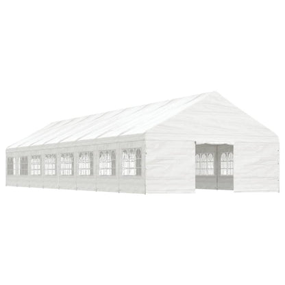 Pavillon mit Dach Weiß 17,84x5,88x3,75 m Polyethylen