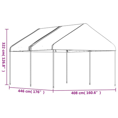 Pavillon mit Dach Weiß 4,46x4,08x3,22 m Polyethylen