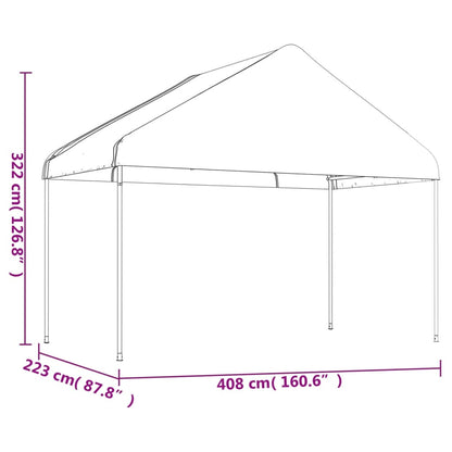 Pavillon mit Dach Weiß 8,92x4,08x3,22 m Polyethylen