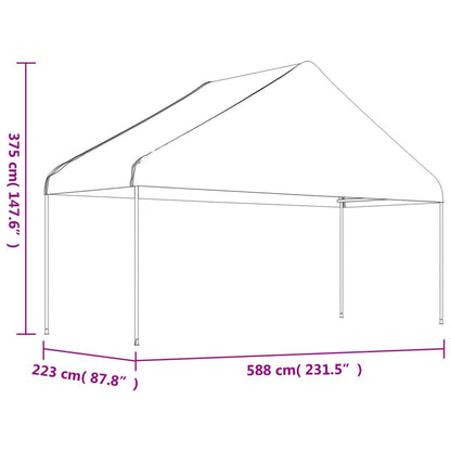 Pavillon mit Dach Weiß 4,46x5,88x3,75 m Polyethylen