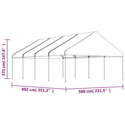 Pavillon mit Dach Weiß 8,92x5,88x3,75 m Polyethylen