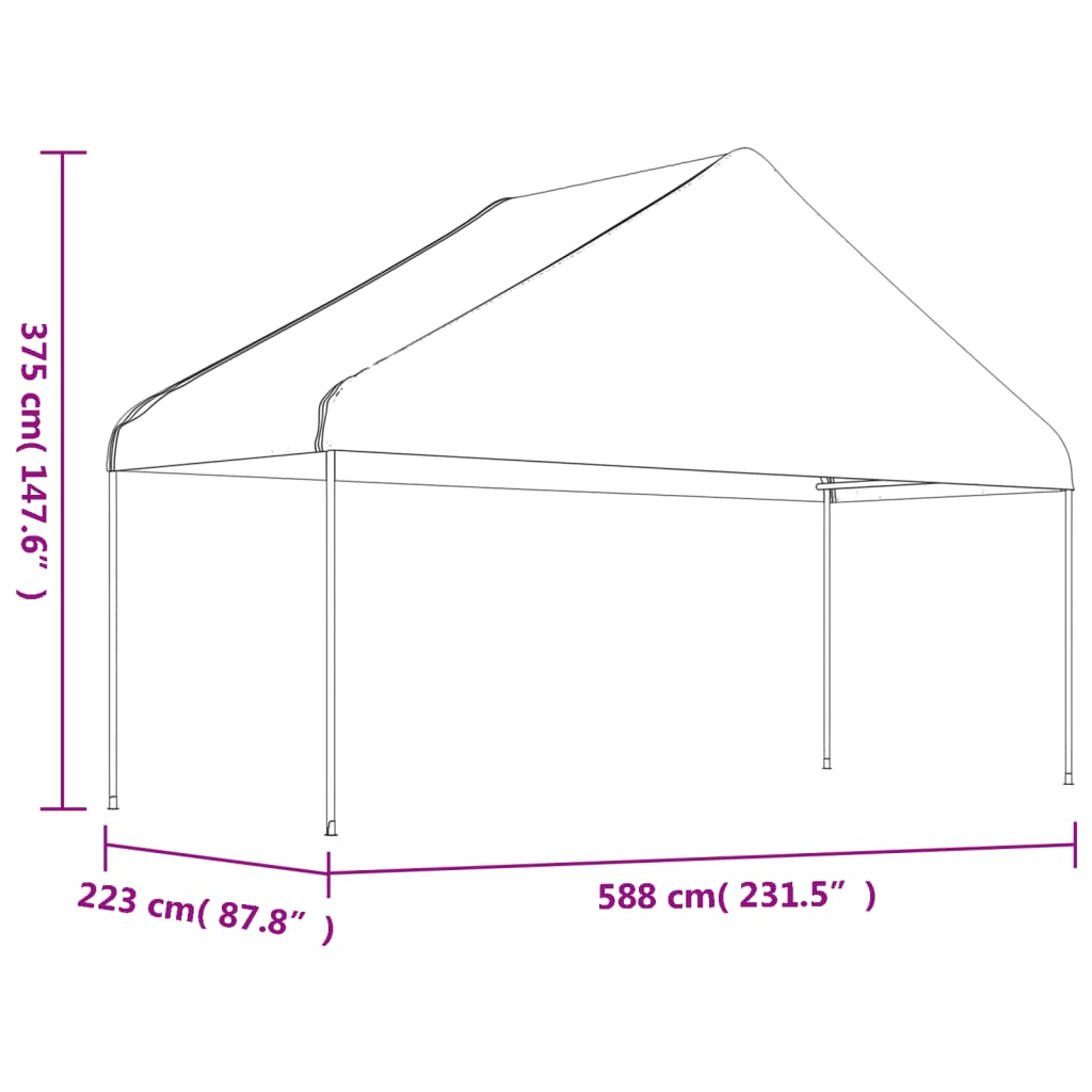 Pavillon mit Dach Weiß 8,92x5,88x3,75 m Polyethylen
