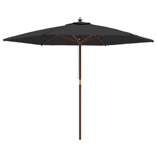 Sonnenschirm mit Holzmast Schwarz 299x240 cm