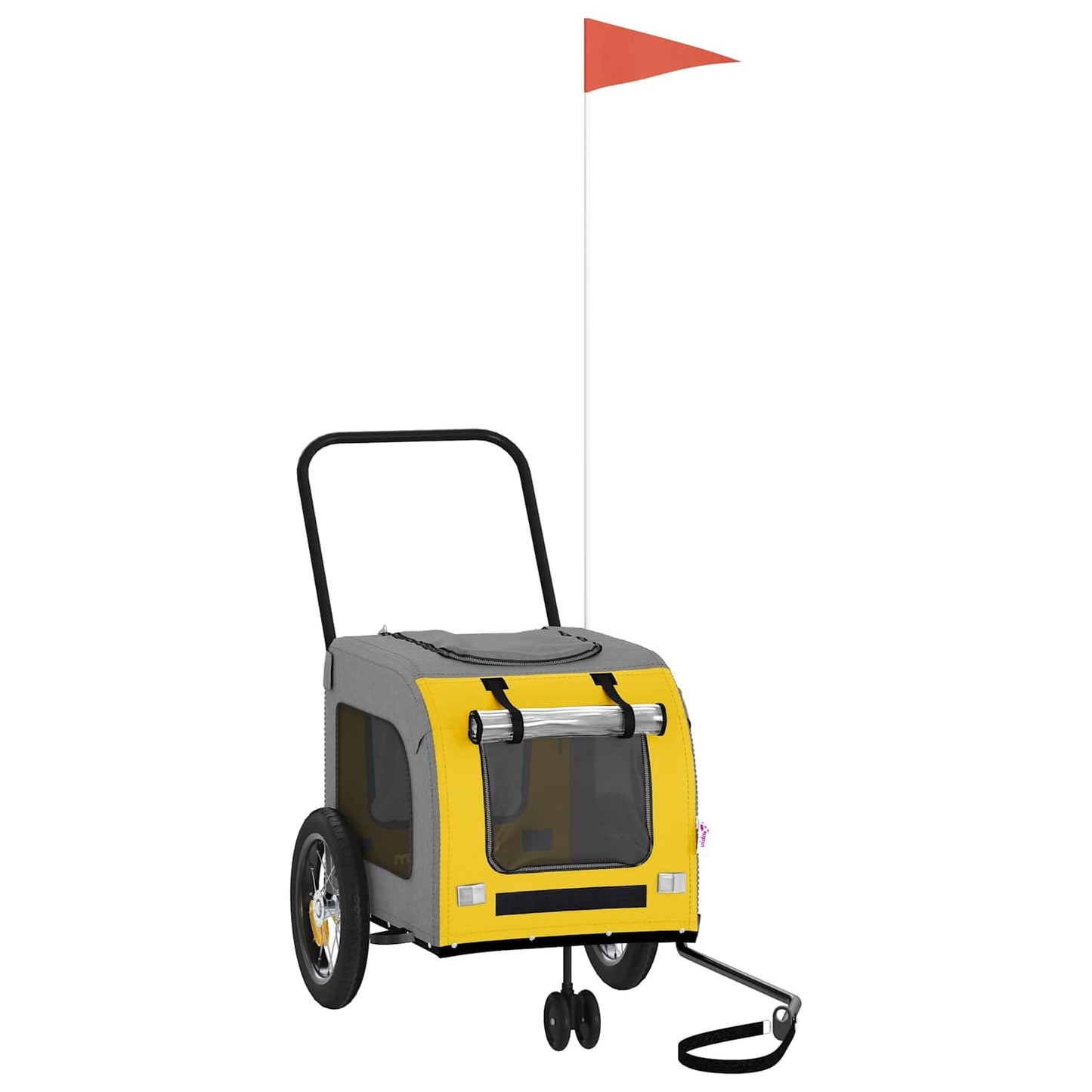 Fahrradanhänger für Haustiere Gelb und Grau 54.5 x 120 x 161 cm