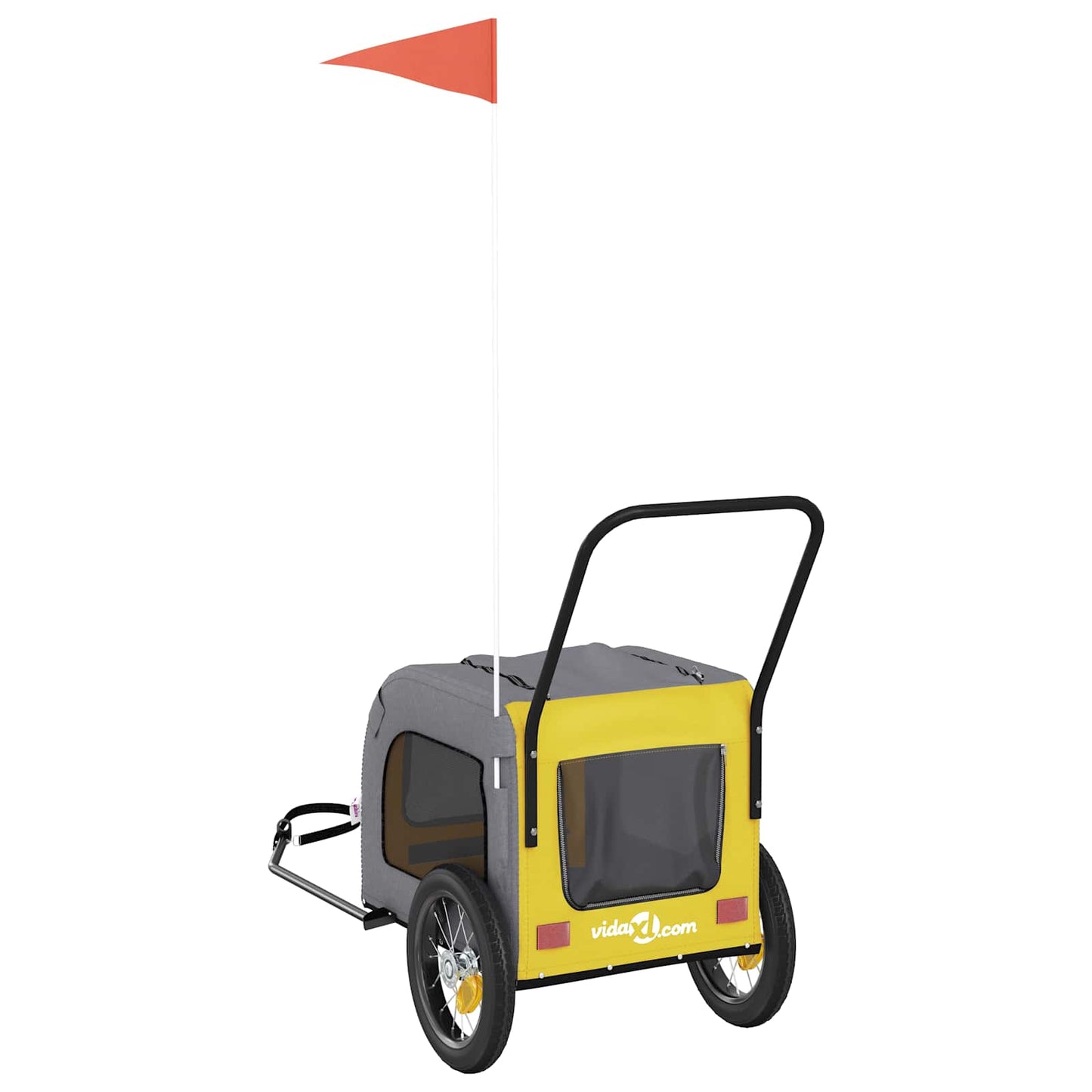 Fahrradanhänger für Haustiere Gelb und Grau 54.5 x 120 x 161 cm